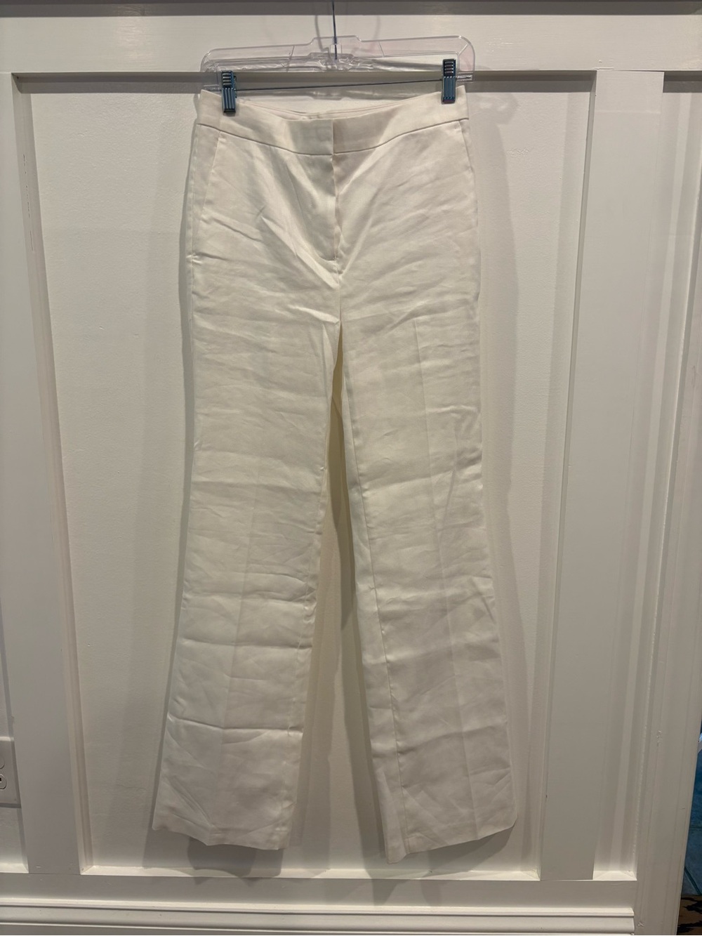 Ann Taylor Cream Wide-Leg Linen Blend Pants